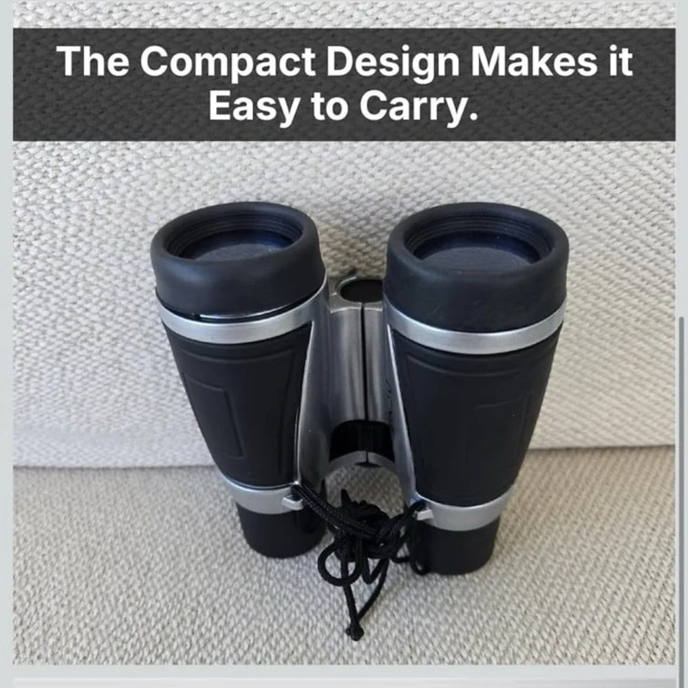4x30 Magnifying Compact Binoculars for Adults and Kids – Grey with Adjustable St